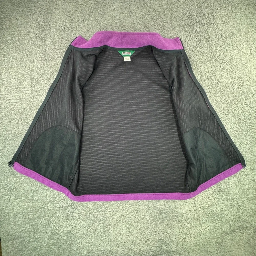 VTG LL Bean Factory Store Women Purple Fleece Vest Full Zip Mock Neck Medium USA